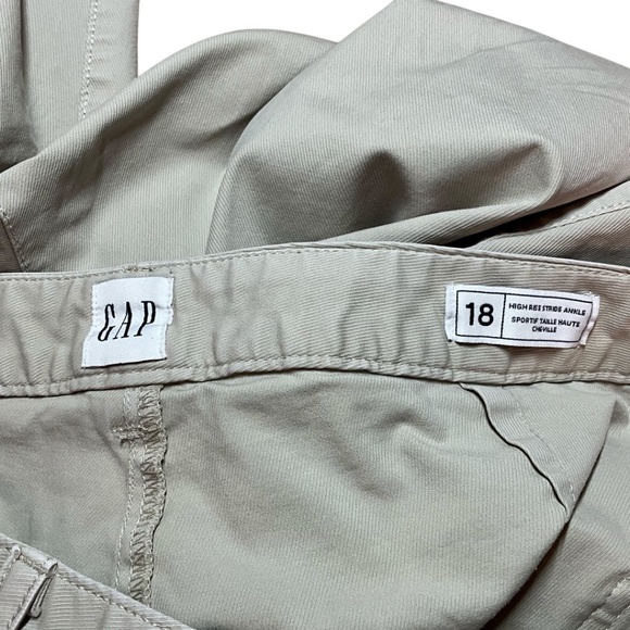 GAP Cotton High Rise Stride Ankle Wide Leg Chino Beige Pants US Sz 18 - Picture 5 of 11